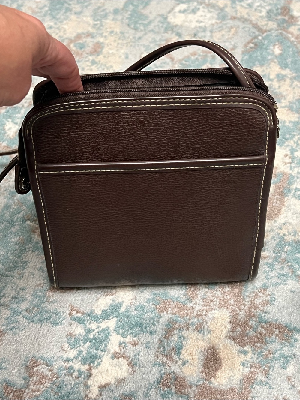 VINTAGE Esprit Dark Brown Leather Compact Messenger - Picture 2 of 6